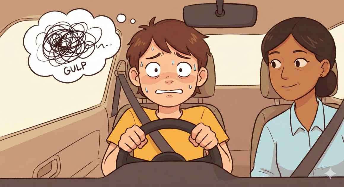 第一次學車,容易緊張 第一次學車,容易緊張