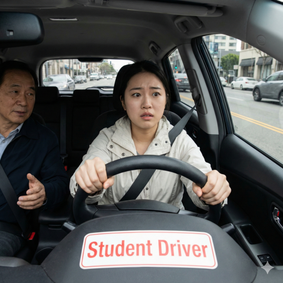 第一次學車,容易緊張 第一次學車,容易緊張